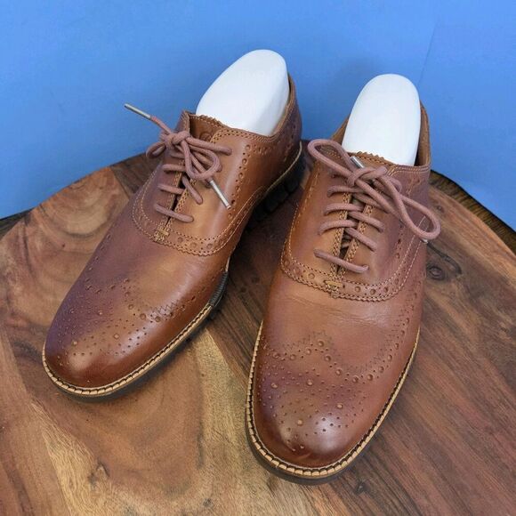 Cole Haan Zerogrand Wingtip Oxford British Tan Leather C29411 Men's 9M - Picture 12 of 12